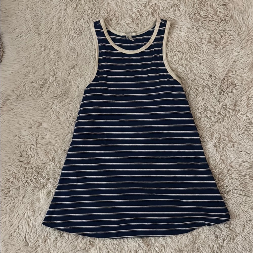 Forever 21 Blue and White Mini Dress with A-Line Cut